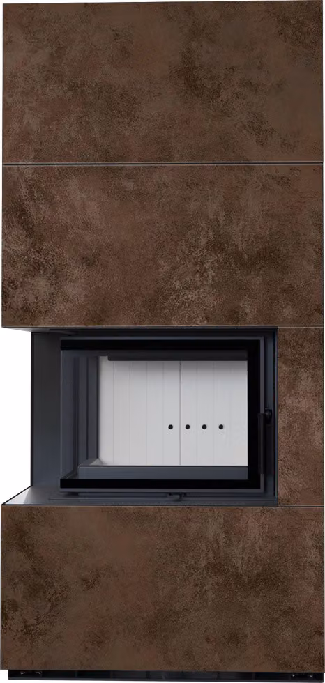 Kit caminetto KRATKI FLOKI BOX sinistro 8 kW Ø 160 Sinterizzazione al quarzo OXIDE MORO