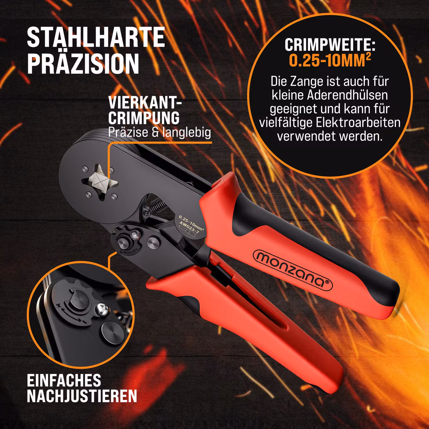 Pinze a crimpare quadrate e spellafili Monzana in acciaio nero e rosso – 2