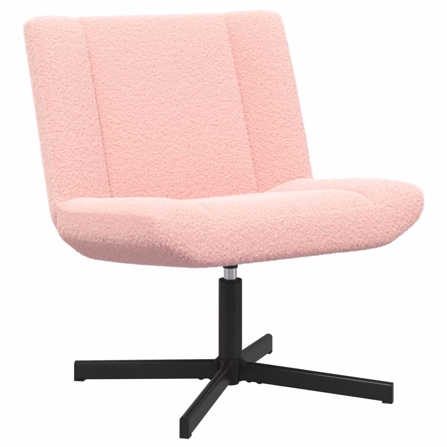 Sedia girevole moderna vidaXL in tessuto bouclé rosa con base in metallo L: 63 cm, P: 75 cm, H: 76 cm