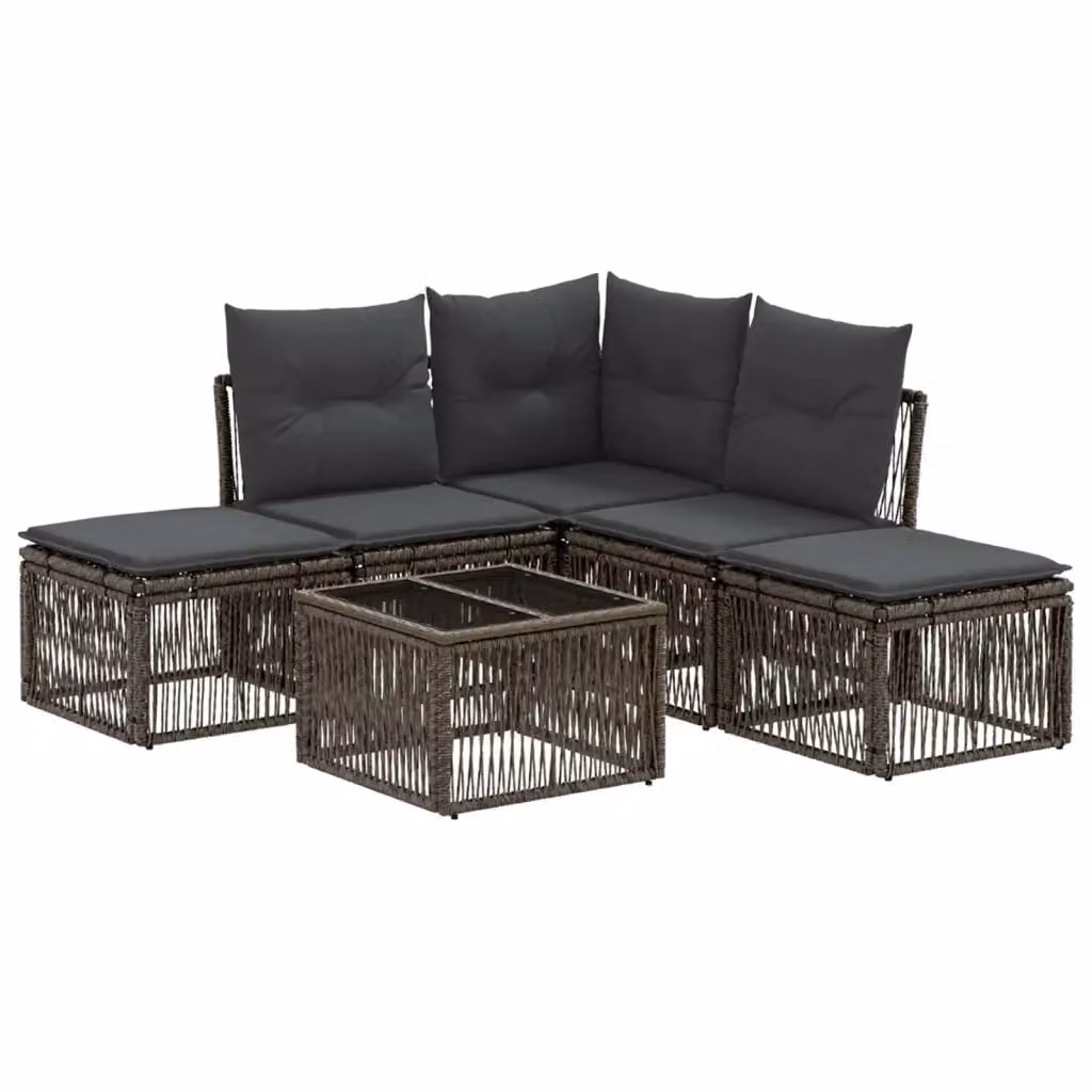 Set Divano da Giardino a L con Poltrona e Tavolino vidaXL, 6 Pezzi, Grigio – 2