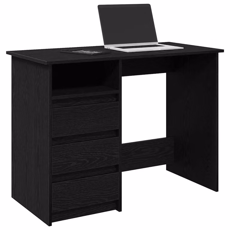 Scrivania moderna vidaXL nera in MDF con finitura opaca L: 102 cm, P: 50 cm, H: 75 cm