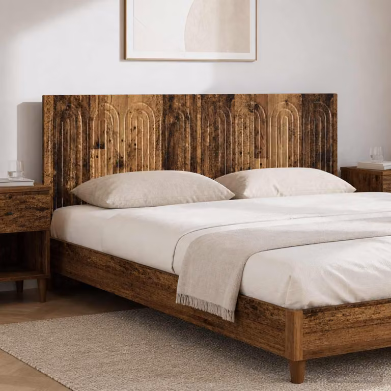 Testiera da muro vidaXL ALKMAAR in legno ingegnerizzato marrone antico con design moderno a righe L: 161,0 cm, H: 50,0 cm, P: 3,0 cm