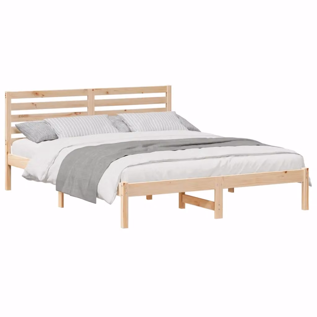 Struttura letto con giroletto in pino massello marrone L: 150 cm, P: 200 cm – 2