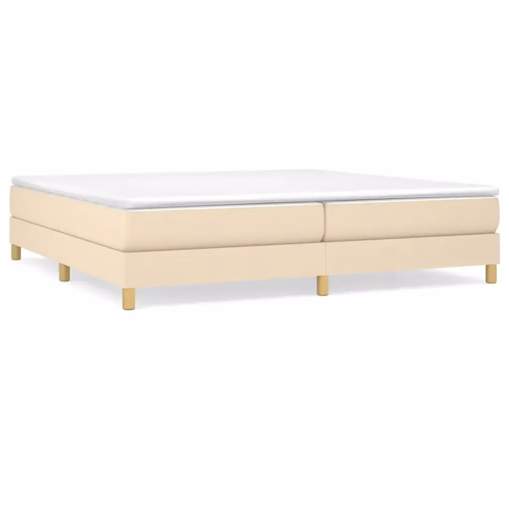 Struttura Letto a Rete a Molle e Giroletto in Tessuto Beige 200x200 cm – 2