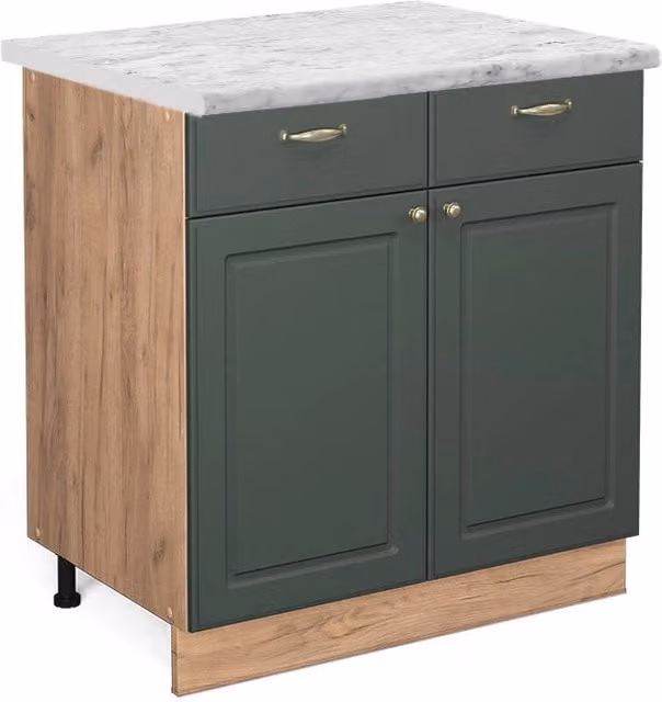 Mobiletto base per cucina Fame-Line Verde-oro rustico/Rovere dorato 80 cm, PL Marmo Vicco