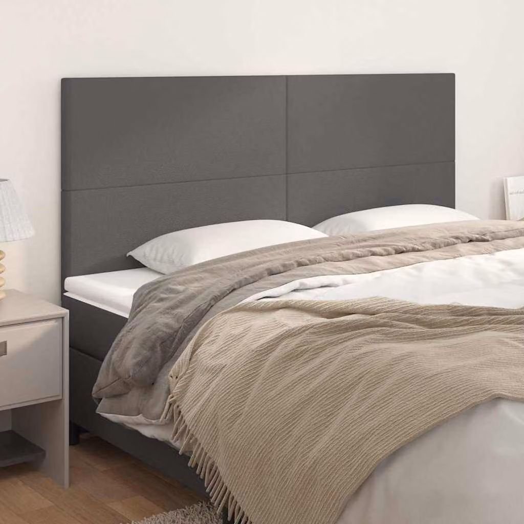 Testiera per letto vidaXL in similpelle grigia con pannello imbottito, L/P/H: 160 x 5 x 118/128 cm