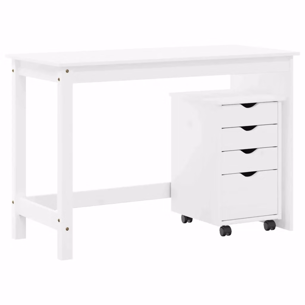 Set moderno di scrivania e armadietto con cassetti vidaXL in legno di pino bianco L/P/H: 112 x 50 x 75 cm – 2