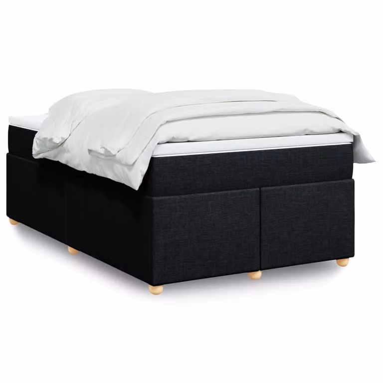 vidaXL Giroletto a Molle con Materasso Ibrido in Tessuto Nero L/P/H: 120 x 200 cm