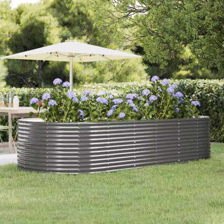 Letto rialzato da giardino vidaXL in acciaio zincato grigio L: 291 cm, P: 140 cm, H: 68 cm