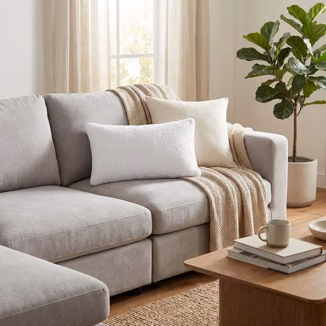 Cuscino arredo hygge in sherpa bianco L 50 cm x P 30 cm