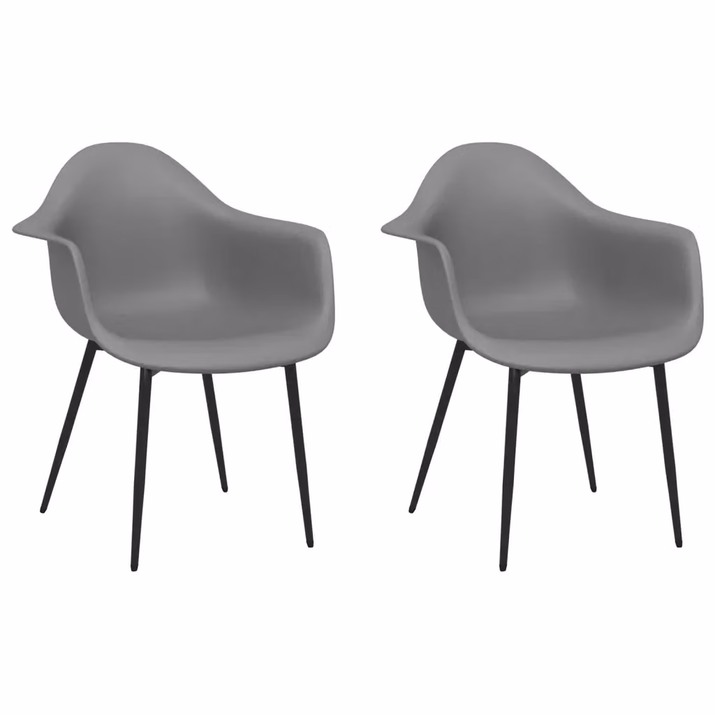 Set di 2 sedie da pranzo vidaXL in plastica e metallo grigie per cucina e sala da pranzo – 2
