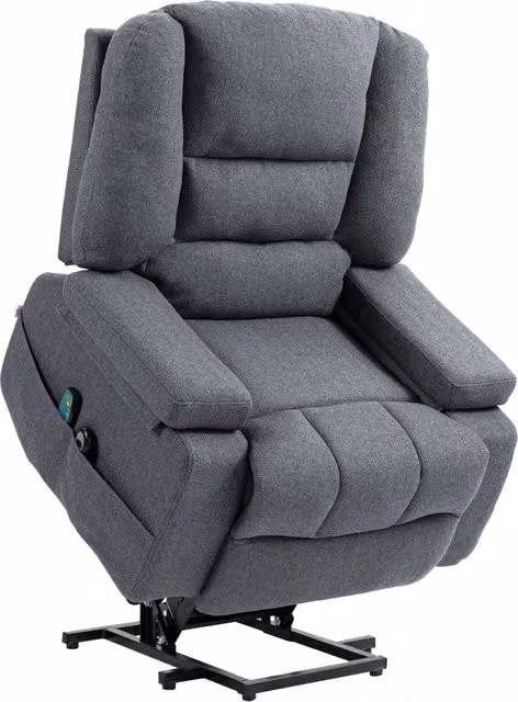 Poltrona Alzapersona Reclinabile con 8 Punti Massaggianti in Tessuto Grigio L/P/H: 97 x 90 x 102 cm