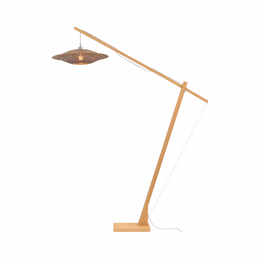 GOOD&MOJO - Lampada da terra Bali - bambù/nero - 175x60x207cm per il soggiorno, camera da letto
