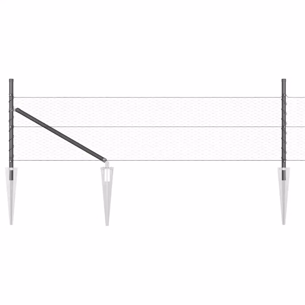 Recinzione esagonale con palo vidaXL in acciaio rivestito in PVC, Grigio, L: 100 cm x H: 0,8 m – 2
