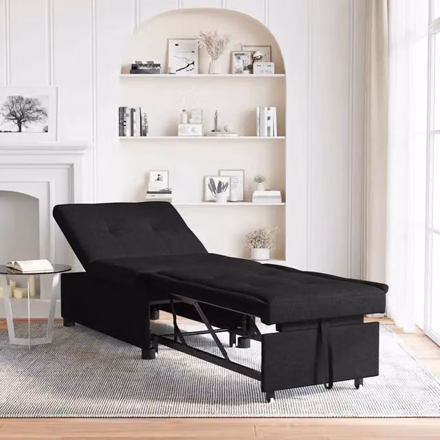 Divano letto-Sofa Letto-Daybed Nero 194 x 50 x 82 cm Legno compensato