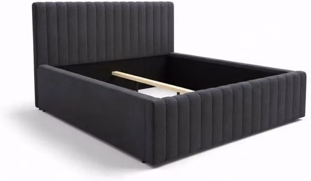 Letto matrimoniale ELORIA 180x200 grigio antracite con testiera capitonnata