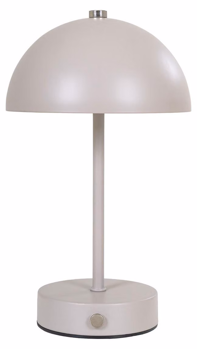 Lampada da tavolo Holt ricaricabile in metallo color sabbia e acciaio