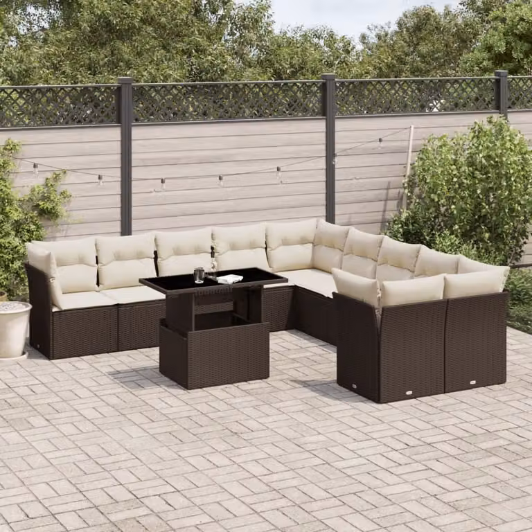 Maison Exclusive - Set Divani da Giardino 11 pz con Cuscini Polyrattan Marrone