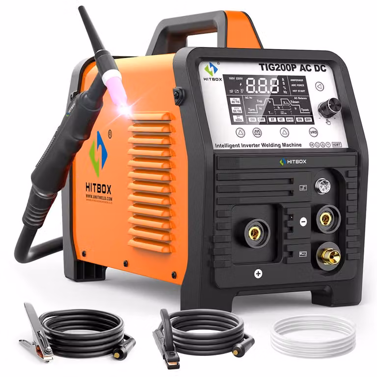 Saldatrice TIG - AC/DC - Potenza 200A - Adatta per alluminio, acciaio inossidabile e Acciaio al carbonio - Tecnologia inverter