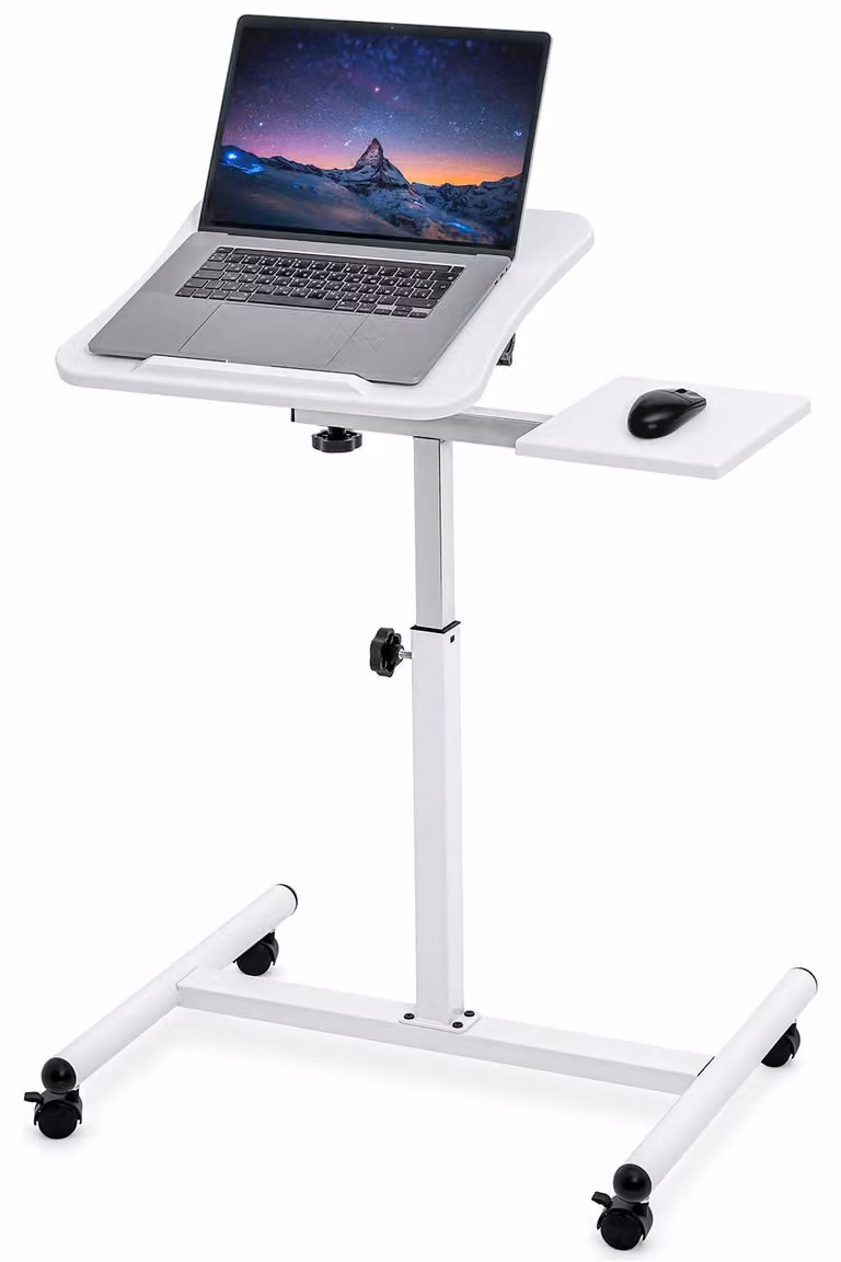 Supporto regolabile per laptop, scrivania con poggiapolsi - altezza regolabile da 72 a 110 cm - adatto per schermi da 7 a 17 pollici