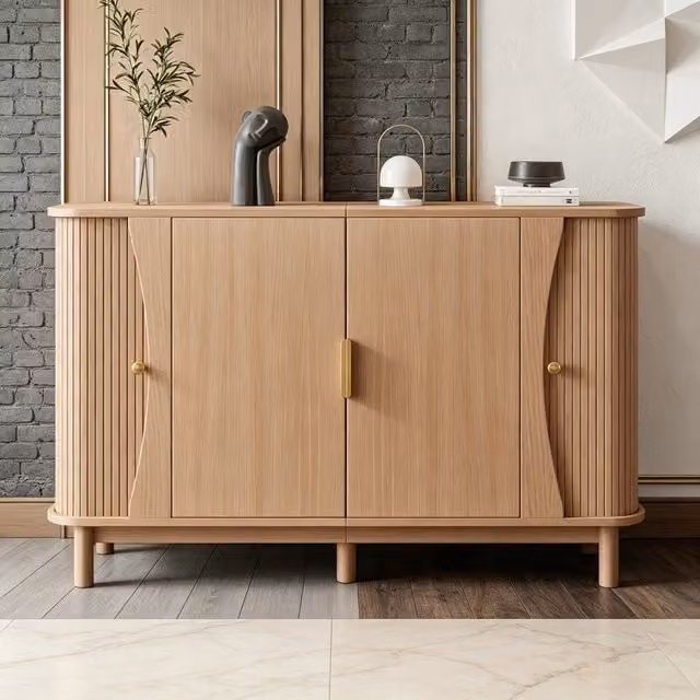Sideboard moderno WISHDOR in MDF con finitura legno naturale marrone e beige, L 140 x P 40 x H 88 cm