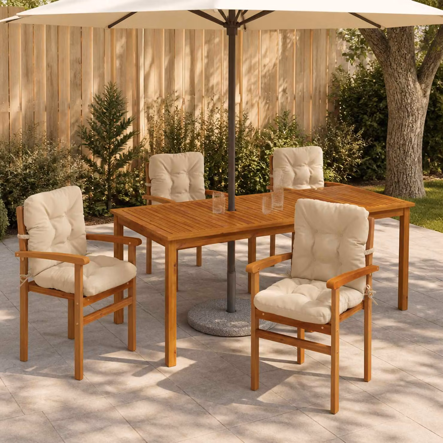 Set di 6 cuscini per sedia alta vidaXL VIANEN in poliestere, colore beige