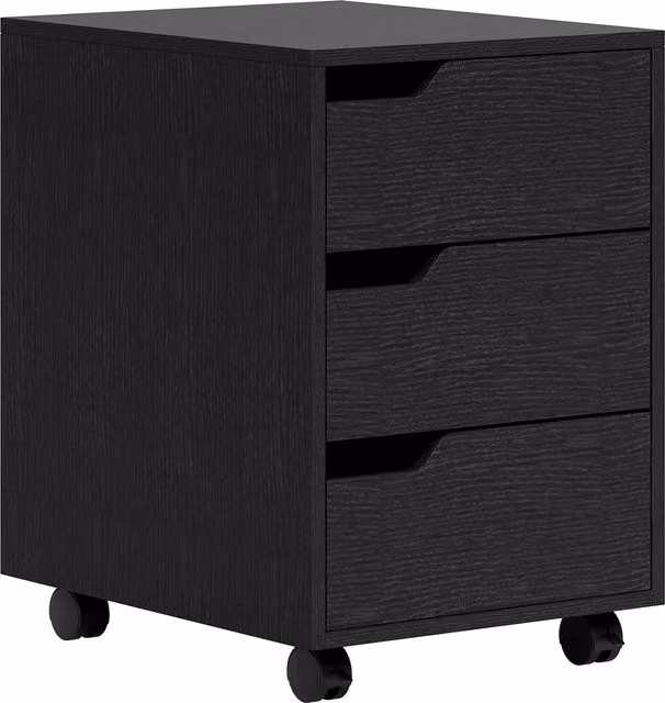 Mobile portaoggetti per ufficio HOMCOM con 3 cassetti e ruote, nero, L 40 cm x P 50 cm x H 57,5 cm