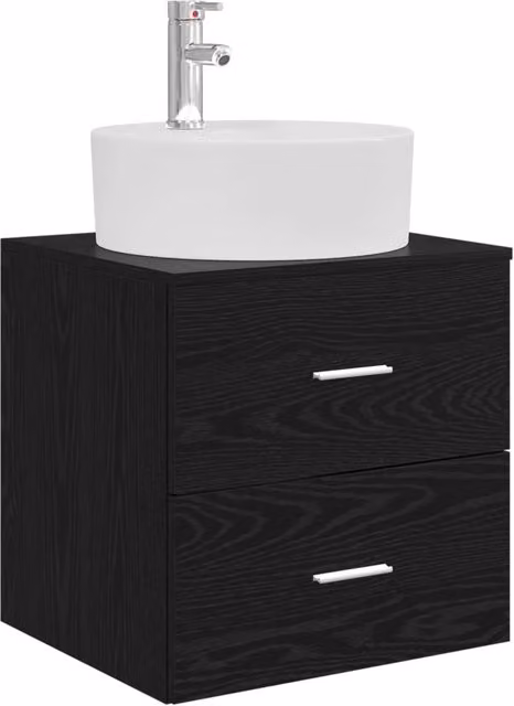 Mobile Lavabo | Armadio Lavabo da Parete Rovere Nero 49,5 x 44,5 x 65 cm