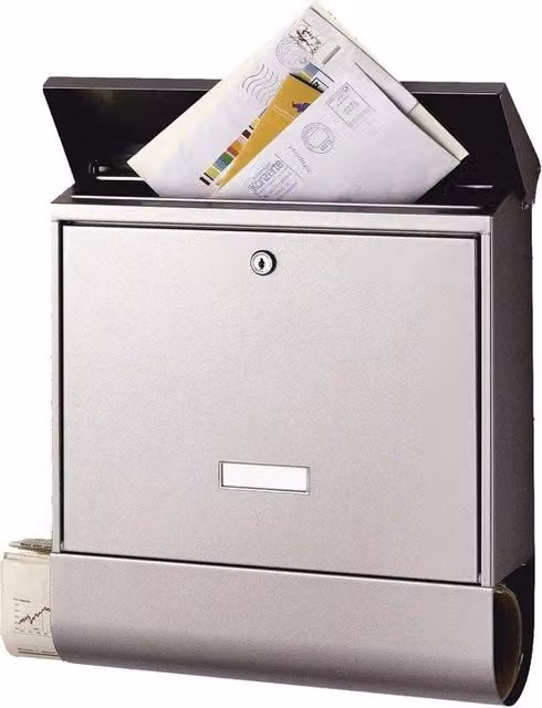 Cassetta postale da parete Burg-Wächter in acciaio inossidabile colore argento L: 42,5 cm, P: 11,5 cm, H: 38,0 cm