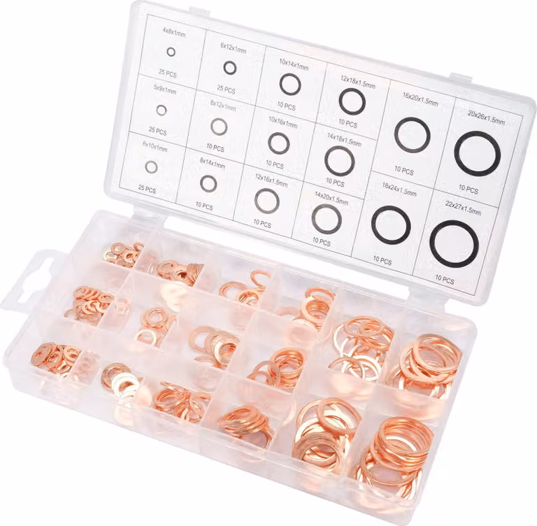 Set di guarnizioni in rame morbido, 220 pezzi