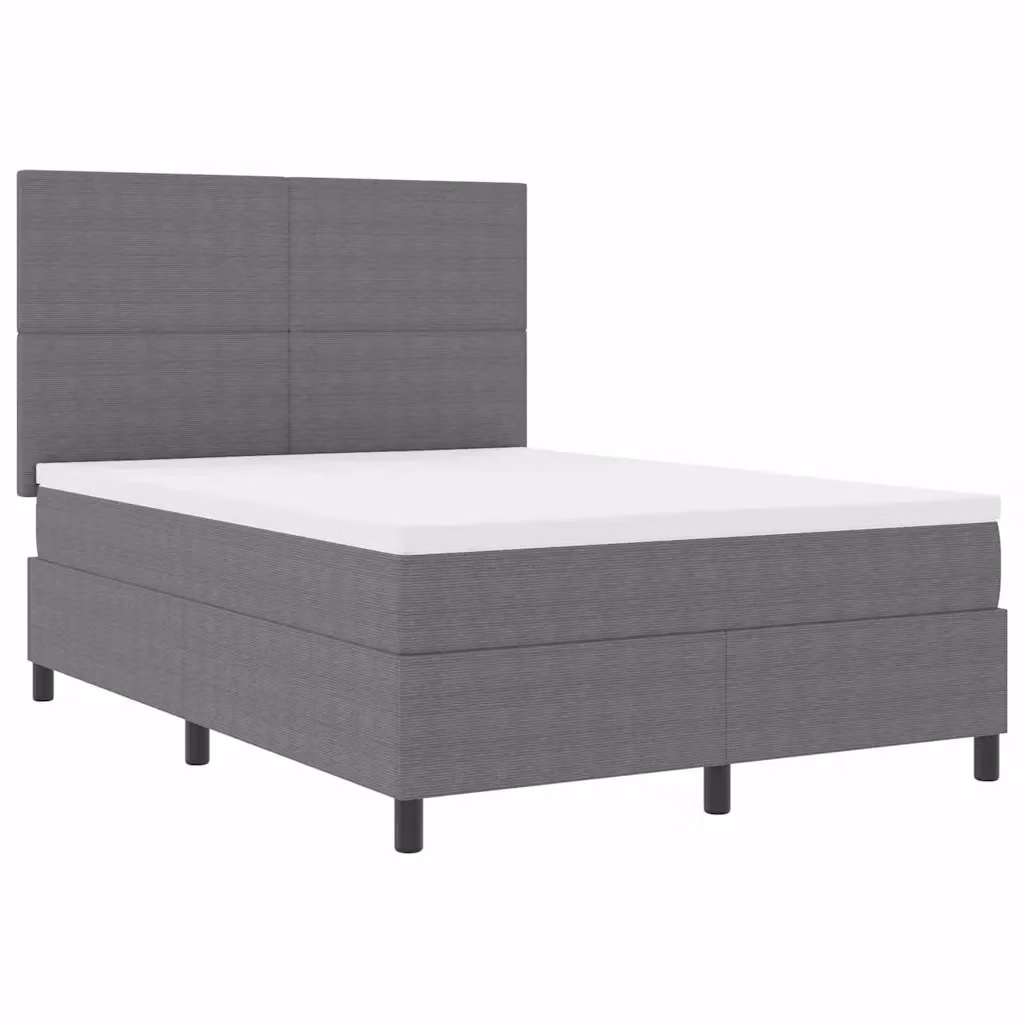 Letto moderno con molle a sacchetto vidaXL in tessuto a coste grigio e bianco L: 160 cm, P: 200 cm, H: 128 cm – 2