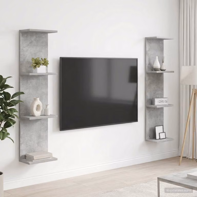 Set di 2 Scaffali da parete moderni vidaXL in Grigio Cemento, L/P/H: 25 x 15 x 100 cm