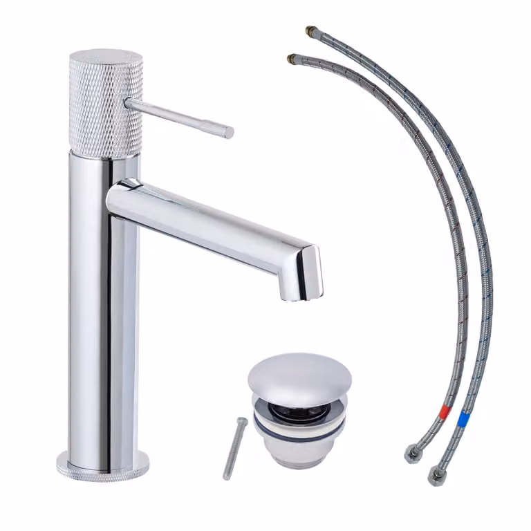 Miscelatore per lavabo SCHÖNER WOHNEN collezione KADIA M, cromo, rubinetto adatto ai lavabi a parete del vostro bagno