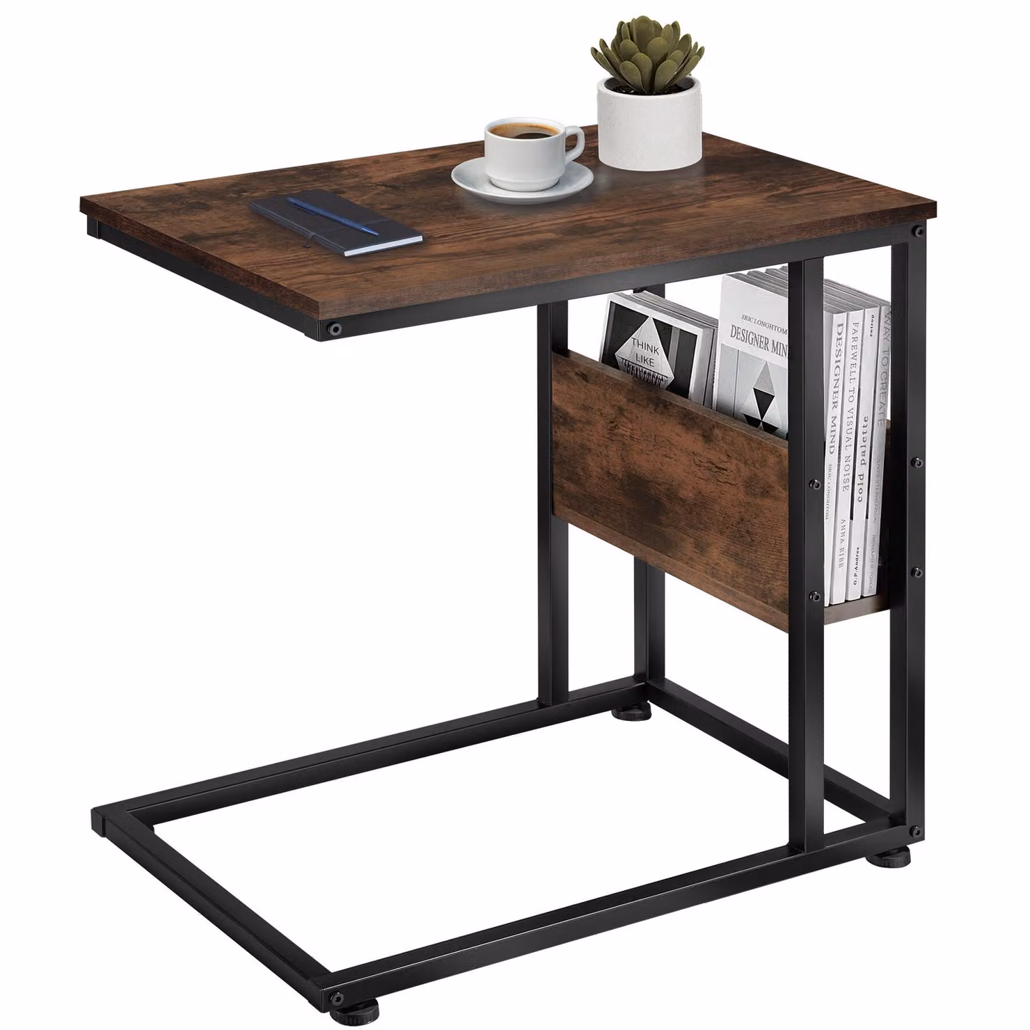 Tavolino da soggiorno industriale tectake in stile rettangolare marrone e nero L/P/H: 55 x 36,5 x 60 cm – 1