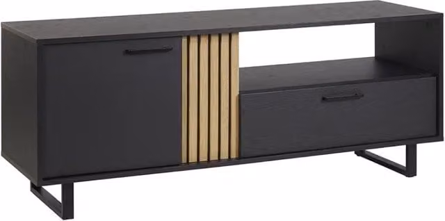 Mobile TV LOFT – Nero e quercia con 2 ante e 1 vano – L164 x H64 x P50 cm