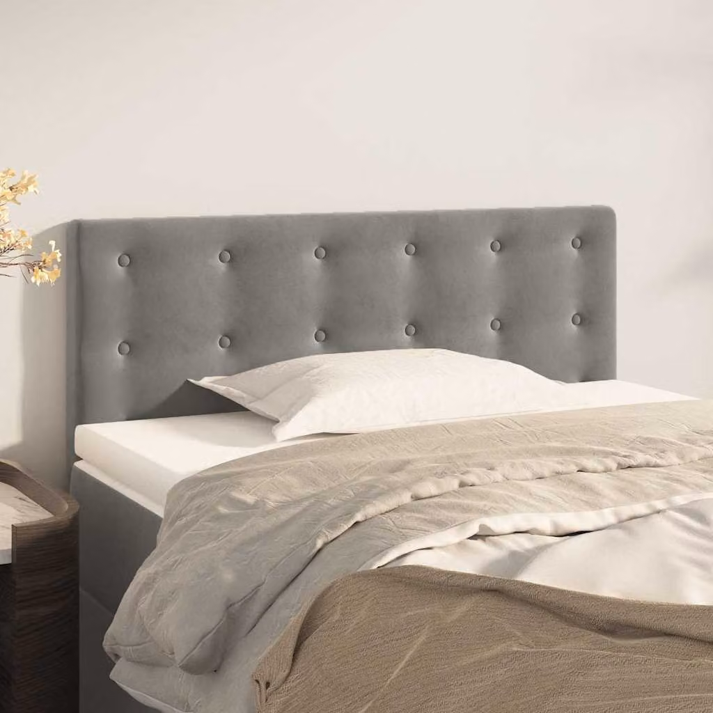 Testiera per letto vidaXL in velluto grigio chiaro con pannello imbottito, L: 80 cm, P: 5 cm, H: 78-88 cm