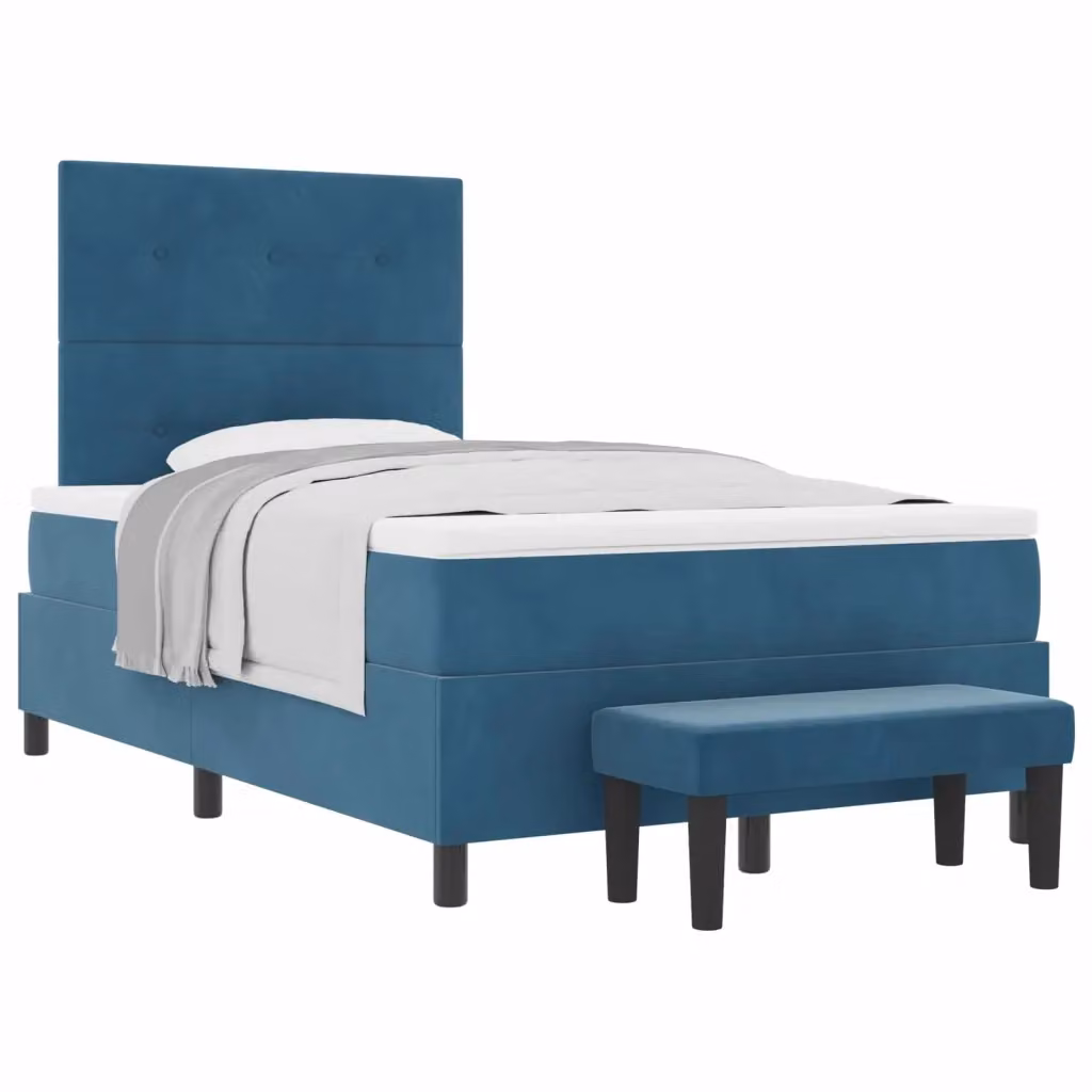 Letto a molle moderno vidaXL con testiera in velluto blu, L: 120 cm, P: 128 cm, H: 120 cm – 2
