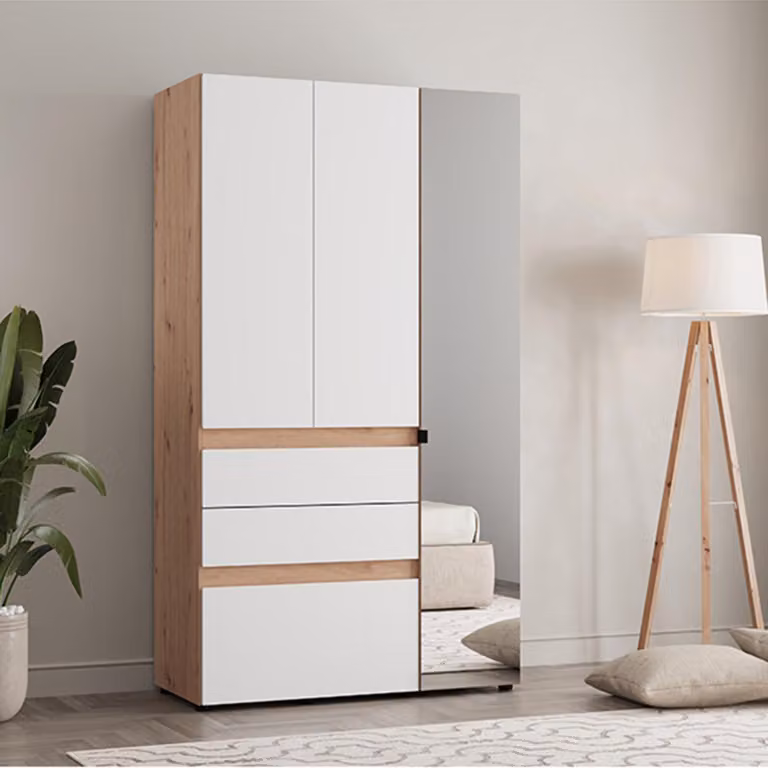 Zuccare - Guardaroba 3 Ante, 117x52 cm Bianco Opaco, Appendiabiti