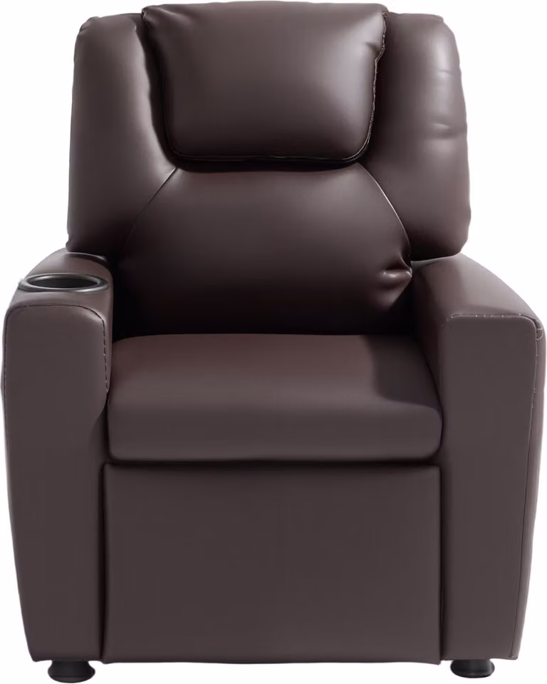 SucceBuy Sedia reclinabile per bambini con portabicchieri Sedia per bambini marrone con rivestimento