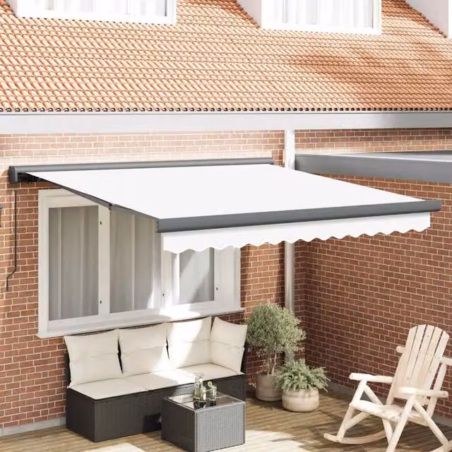 Tenda retrattile Bianco 350 x 250 cm Tela e Alluminio 3330371