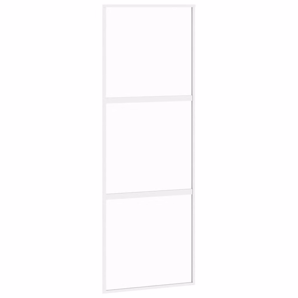 Porta Scorrevole Bianca 76x205 cm Vetro Temperato e Alluminio