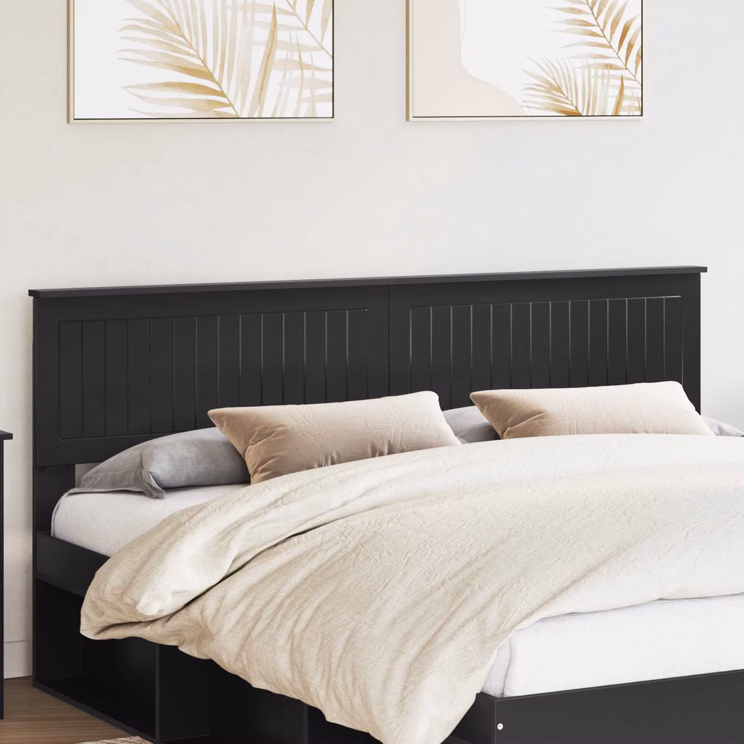 Testiera per letto moderna vidaXL in legno ingegnerizzato nero, L: 183 cm, H: 90 cm, P: 32 cm