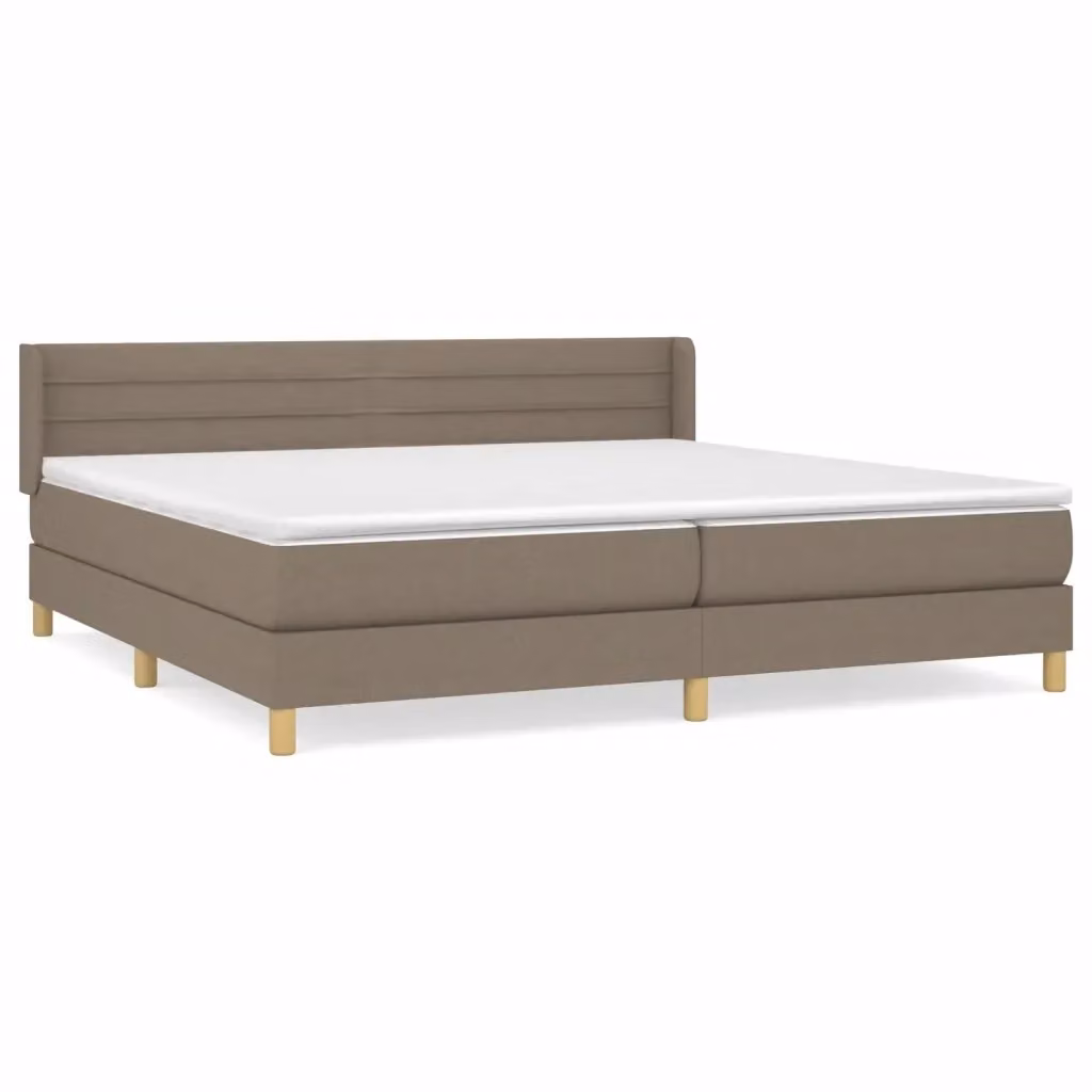 Letto Ibrido vidaXL con Giroletto a Molle e Materasso in Tessuto Beige e Bianco L/P: 200 x 200 cm – 2