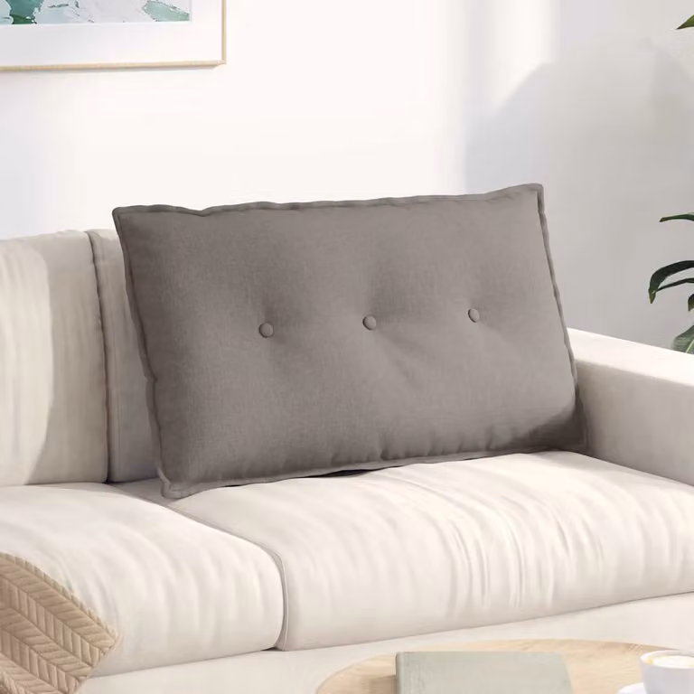 Cuscino per schiena ergonomico vidaXL in tessuto con rivestimento rimovibile, disponibile in beige o grigio, L 80 x P 19 x H 50 cm