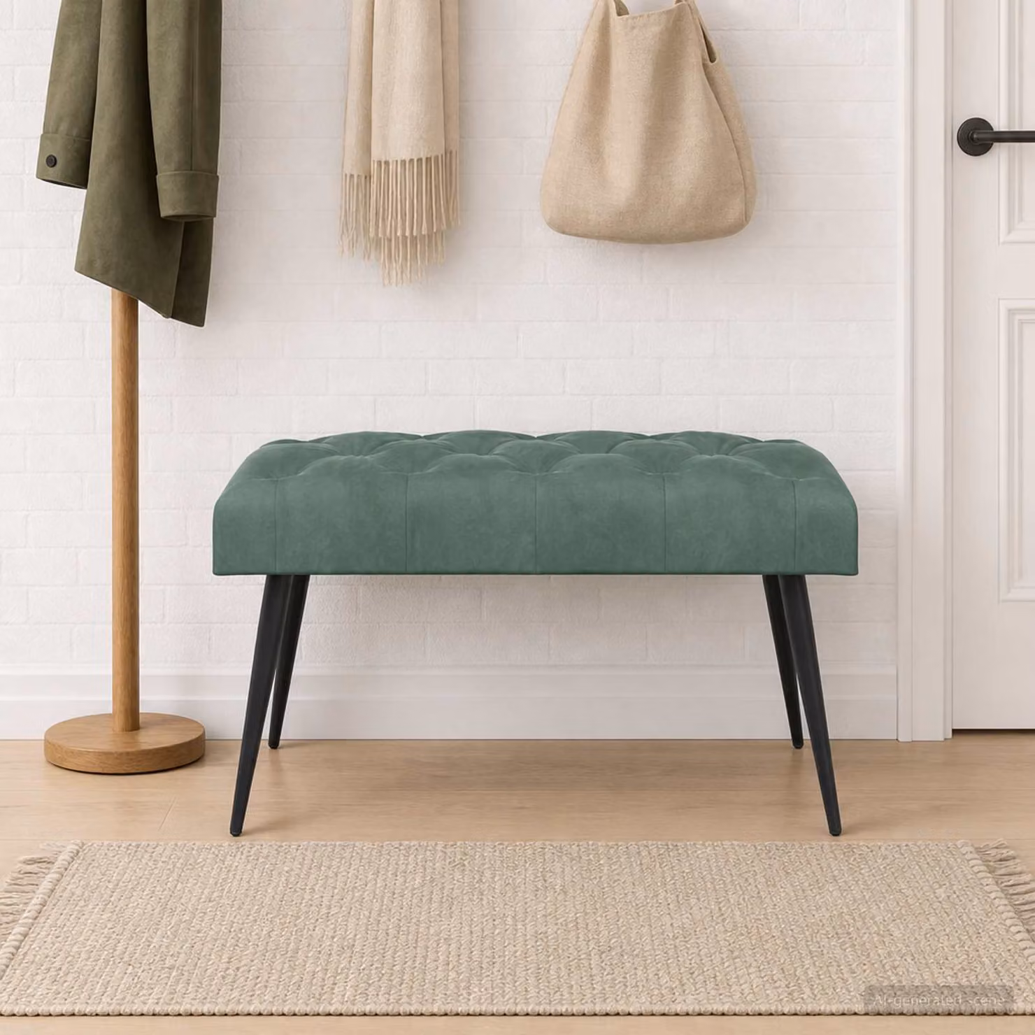 Panchina moderna vidaXL in velluto verde con bottoni imbottiti L 80 x P 40 x H 46 cm
