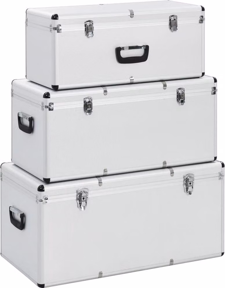 The Living Store Custodia 3 pezzi alluminio argento