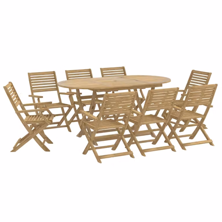 Set da Pranzo da Giardino 9 pz Legno Massello di Acacia