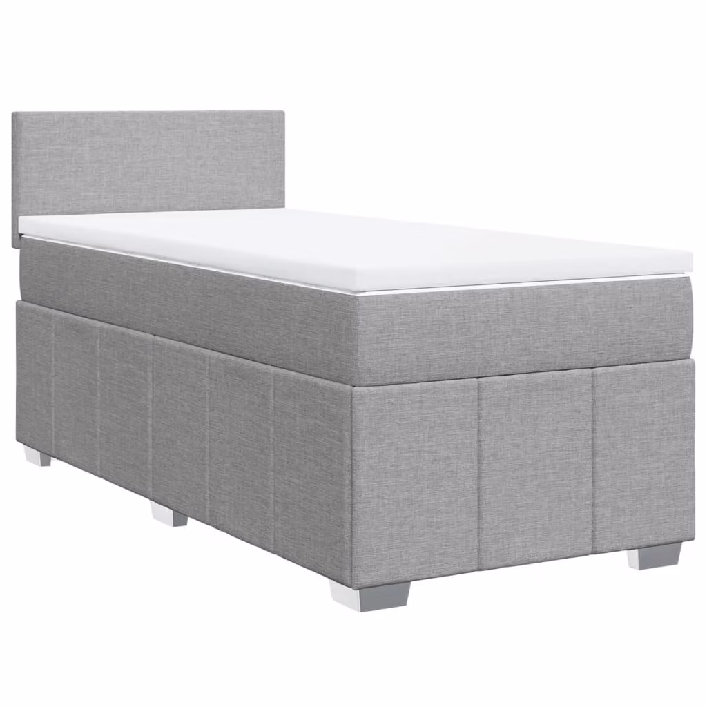Giroletto a Molle con Materasso Grigio Chiaro100x200 cm Tessuto