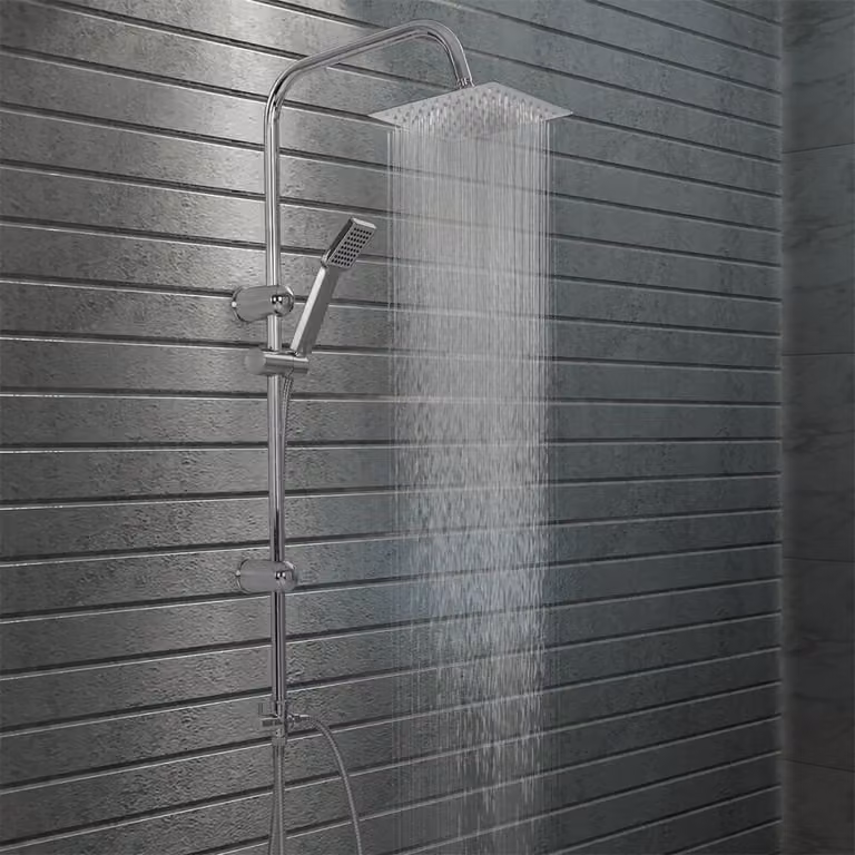 The Living Store Set doccia a doppio soffione con doccetta in acciaio inox