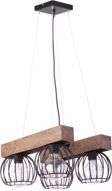 Lampada a sospensione loft Milan Sigma Lighting con 4 luci E27 in metallo e legno nera